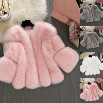F04 Women's Faux Fur Coat Fluffy Faux Fur Jacket Long Sleeve Lapel Furry Winter Jackets Shaggy Parka Short Coat