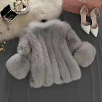 F04 Women's Faux Fur Coat Fluffy Faux Fur Jacket Long Sleeve Lapel Furry Winter Jackets Shaggy Parka Short Coat - Thumbnail 2
