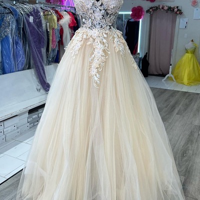 A line backless long prom dress with appliques,pd231337
