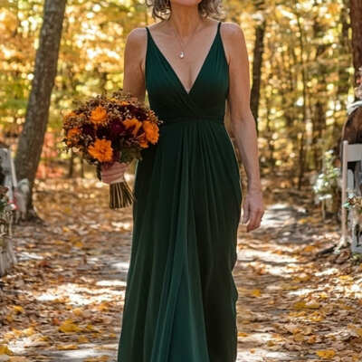 Elegant dark green a line mother of bride/ groom dress evening formal dress prom dress