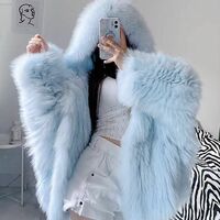F05 Women's Faux Fur Coat Fluffy Faux Fur Jacket Long Sleeve Lapel Furry Winter Jackets Shaggy Parka Short Coat - Thumbnail 3