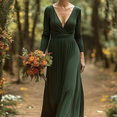 Elegant dark green a line mother of bride/ groom dress evening formal dress prom dress
