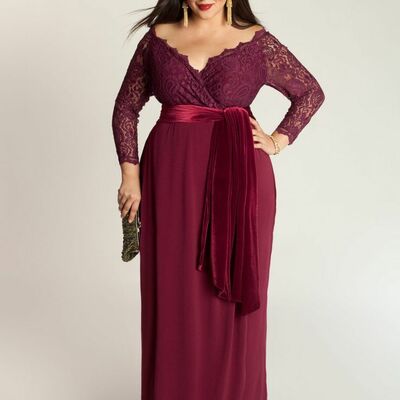 Plus size sheath long sleeve lace mother of bride/ groom dress evening formal dress prom dress