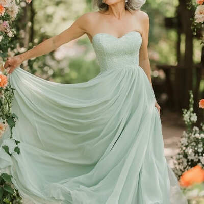 Elegant light green a line lace mother of bride/ groom dress evening formal dress prom dress