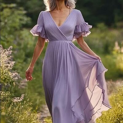 Simple a line purple mother of bride/ groom dress evening formal dress prom dress