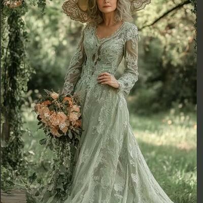 Elegant mint green lace mother of bride/ groom dress evening formal dress prom dress