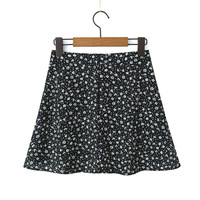 Retro short skirt holiday casual small floral A-line waist skirt - Thumbnail 7