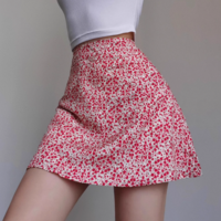 Retro short skirt holiday casual small floral A-line waist skirt - Thumbnail 3