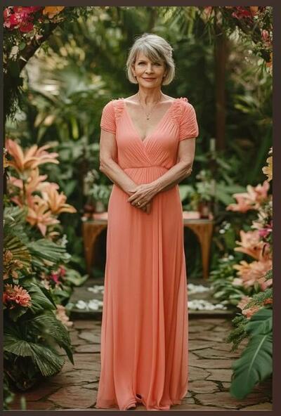 Elegant A Line Coral Mother of Bride/ Groom Dress Evening Formal Dress Prom Dress