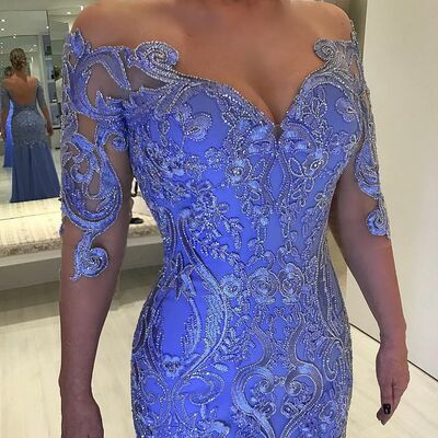 Elegant long sleeve lace appliques mother of bride/ groom dress evening formal dress prom dress