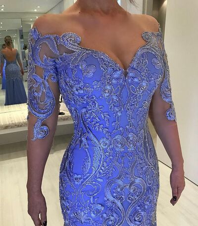 Elegant Long Sleeve Lace Appliques Mother of Bride/ Groom Dress Evening Formal Dress Prom Dress