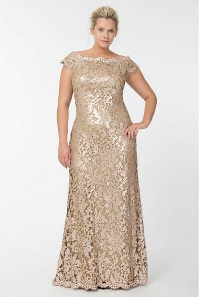 Champagne Plus Size Lace Mother of Bride/ Groom Dress Evening Formal Dress Prom Dress