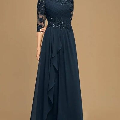 Royal blue lace mother of bride/ groom dress evening formal dress prom dress