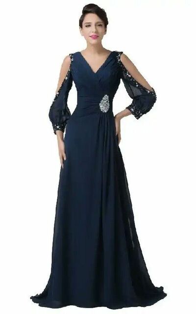 Navy Blue A  Line Mother of Bride/ Groom Dress Evening Formal Dress Prom Dress