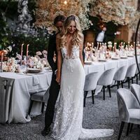 Boho Wedding Dress, Backless Lace Bridal Dress Wedding Gown - Thumbnail 1