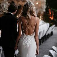 Boho Wedding Dress, Backless Lace Bridal Dress Wedding Gown - Thumbnail 2