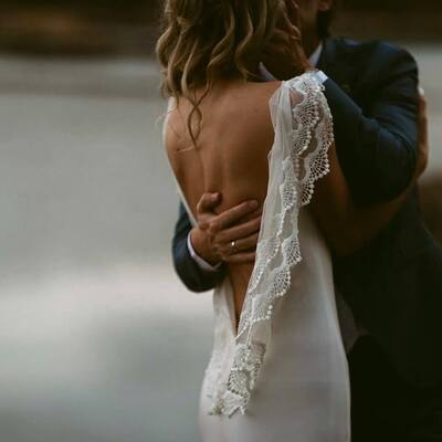 Boho wedding dress, backless lace bridal dress wedding gown