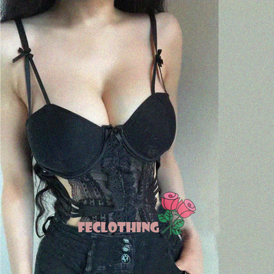 Hollow soft lace see-through design slim fit versatile vest