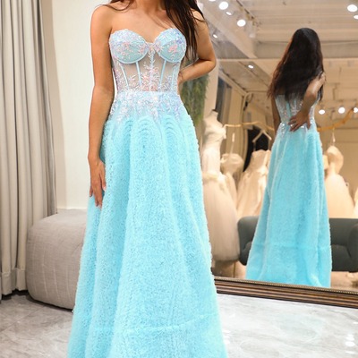 Light blue sheath long corset evening dress,prom dress ,pd231349