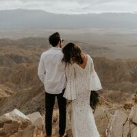 Boho V-neck Wedding Dress, Bohemian Backless Lace Bridal Dress Wedding Gown - Thumbnail 1