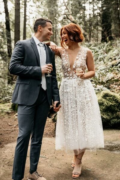 Midi Lace Wedding Dress, Short Bridal Dress Wedding Gown