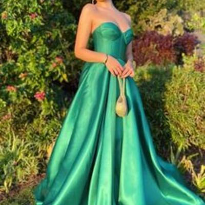 Elegant green ball gown puffy prom dress evening formal gowns - Thumbnail 4