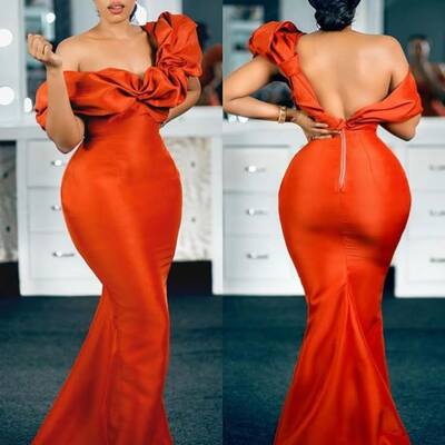 Elegant orange sheath prom dress formal dress evening gowns - Thumbnail 4