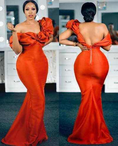 Elegant Orange Sheath Prom Dress Formal Dress Evening Gowns