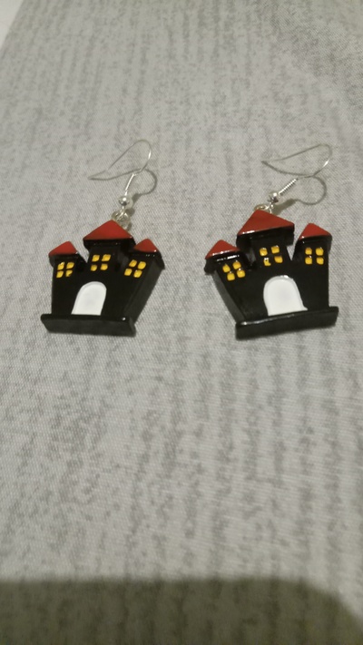 Scary Haunted House Earrings 