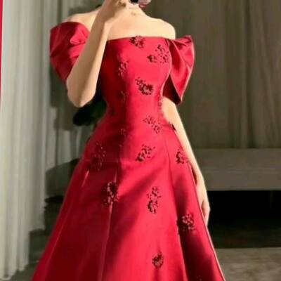 Elegant red prom dress evening formal gowns
