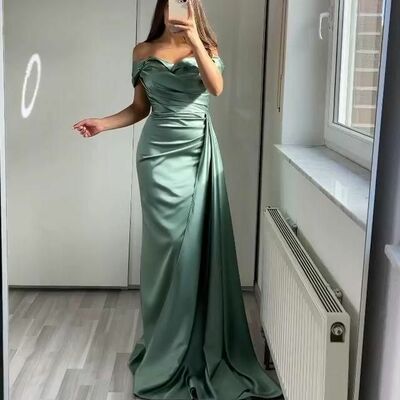 Elegant green sheath prom dress evening formal gowns