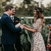 Elegant Floral Wedding Dress, Two Pieces Satin Bridal Dress Wedding Gown - Thumbnail 2