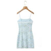Sweet and fresh lace printed tube top dress with suspenders - Thumbnail 5