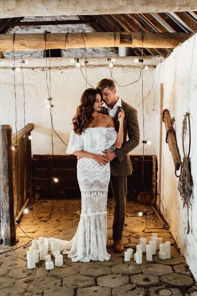 Country Lace Wedding Dress, Mermaid Bridal Dress Wedding Gown
