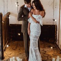 Country Lace Wedding Dress, Mermaid Bridal Dress Wedding Gown - Thumbnail 1