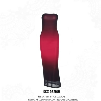 Bandeau gradient mesh hot girl dress