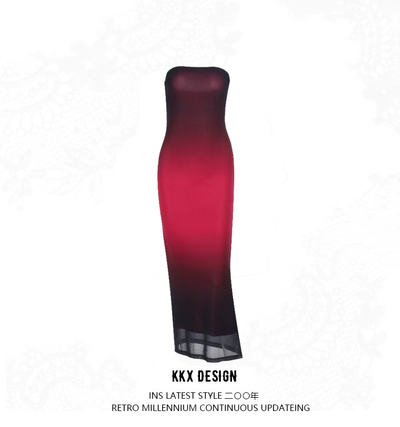 Bandeau Gradient Mesh Hot Girl Dress