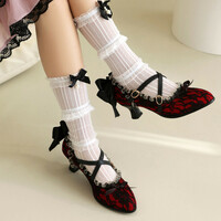 Victorian Cosplay Lacy Heeled Shoes - Thumbnail 3