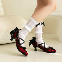 Victorian Cosplay Lacy Heeled Shoes - Thumbnail 1