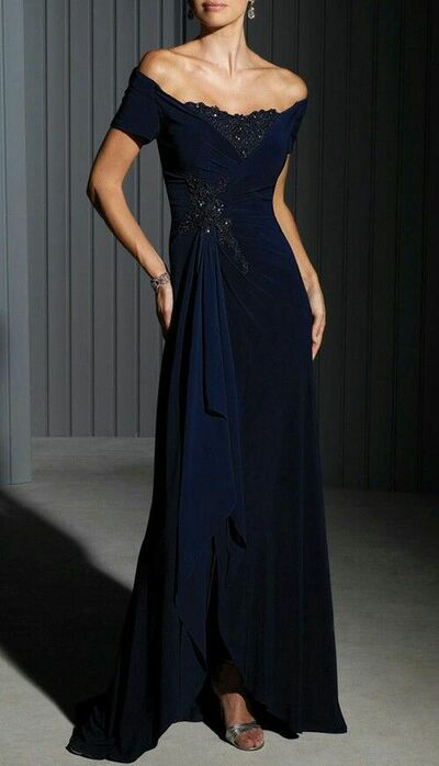 Elegant Sheath Navy Blue Mother of Bride/ Groom Dress Evening Formal Dress Prom Dress
