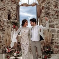 Sheath Lace Wedding Dress, Long Sleeves Bridal Dress Wedding Gown - Thumbnail 2