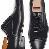 Handmade Black Oxfords Captoe Lace Up Shoes For Mens - Thumbnail 1
