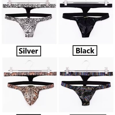 Multi-color 4pk gay men's sexy underwear snake low-rise cut-out thong t-string underpants kx020lt