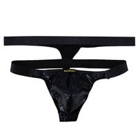 Multi-color 4PK Gay Men's Sexy Underwear Snake Low-rise Cut-out Thong T-string Underpants KX020LT - Thumbnail 2