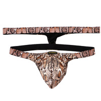 Multi-color 4PK Gay Men's Sexy Underwear Snake Low-rise Cut-out Thong T-string Underpants KX020LT - Thumbnail 1