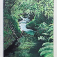 "Quinault Rain Forest" Acrylic painting on 16 x 20 inch stretched canvas. Original artwork by N.E.Thompson - Thumbnail 1
