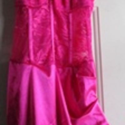 Hot pink chinese style sleeveless split dress sz. l