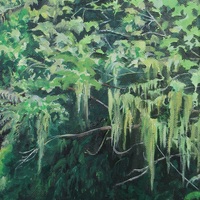 "Quinault Rain Forest" Acrylic painting on 16 x 20 inch stretched canvas. Original artwork by N.E.Thompson - Thumbnail 3