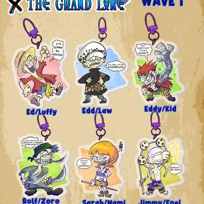 Peach creek x the grand line (ed, edd, n eddy x one piece) - key charms - wave 1 & wave 2