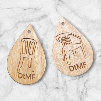 Wood earrings famous album chairs.